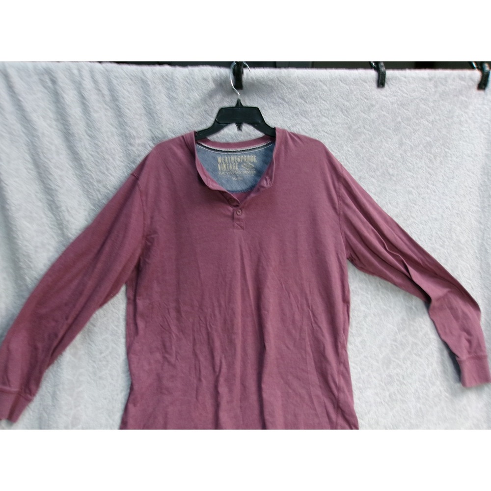 Weatherproof‎ Vintage Henley Long Sleeve Shirt Burgundy Heather Men's 2XL